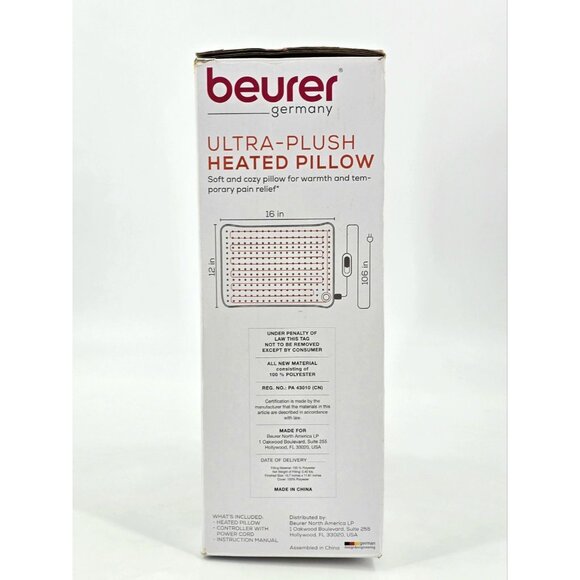 Beurer Ultra-Plush Heated Pillow UHP48N Lumbar Support Back Pain Relief New - Picture 11 of 16